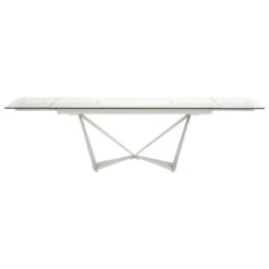 Star Modern 71" - 107" Glass & Matte Gray Steel Conference Table