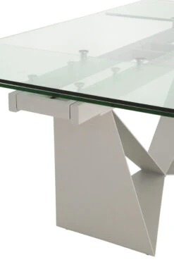 Star Modern 71" - 107" Glass & Matte Gray Steel Conference Table -Home Decor Shop VidaExtensionDiningTable MatteLightGray 2 01