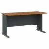 60" Modern Executive Desk In Natural Cherry & Slate