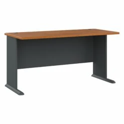 60" Modern Executive Desk In Natural Cherry & Slate