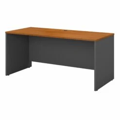60" Classy Executive Desk In Natural Cherry And Slate