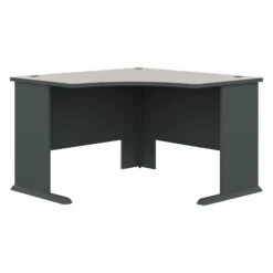 48" Sturdy Corner Desk In Slate And Warm White