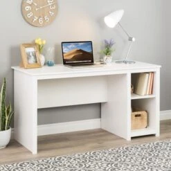 Prepac 56" White Classic Desk With 2 Shelves