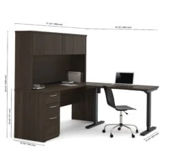 71" Dark Chocolate Desk With Hutch & Standing Desk Section -Home Decor Shop WMRrXQ25BdVRalLlAm7w2weC18n3W8
