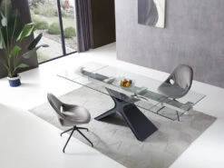 63"-95" Glass & Black Metal Executive Desk Or Conference Table