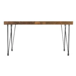 Elegant 59" Solid Pine Executive Desk With Iron Legs