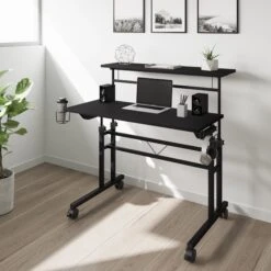 36" Adjustable Wire-Frame Desk In Black