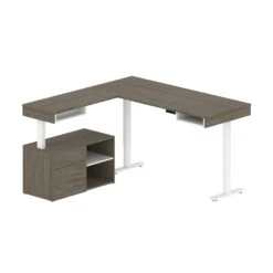 72" L-Shaped Adjustable Ergonomic Desk With Small Credenza In Walnut Gray 7 72" L-Shaped Adjustable Ergonomic Desk With Small Credenza In Walnut Gray -Home Decor Shop ZE2K294W908He56iO2xcZ8RUkau63XGl