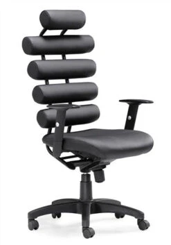 Sleek Black Leather Office Chair With Lumbar Support