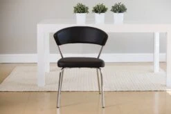 Black Leatherette Guest Or Conference Chair W/ Curved Back (Set Of 4) -Home Decor Shop adaraDraco