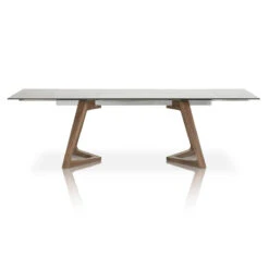 Star Modern 71 - 103" Conference Table With Chic Walnut Frame & Smoked Gray Glass Top