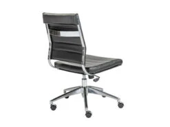 Modern Black Leather Armless Office Chair With Chrome Base -Home Decor Shop axellbblacka2