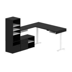 Set Of Two 88" L-Shaped Adjustable Desks With Built-in Storage In Black/White -Home Decor Shop b0p242MkSDkLIbHA87b6vn07059PEKOF