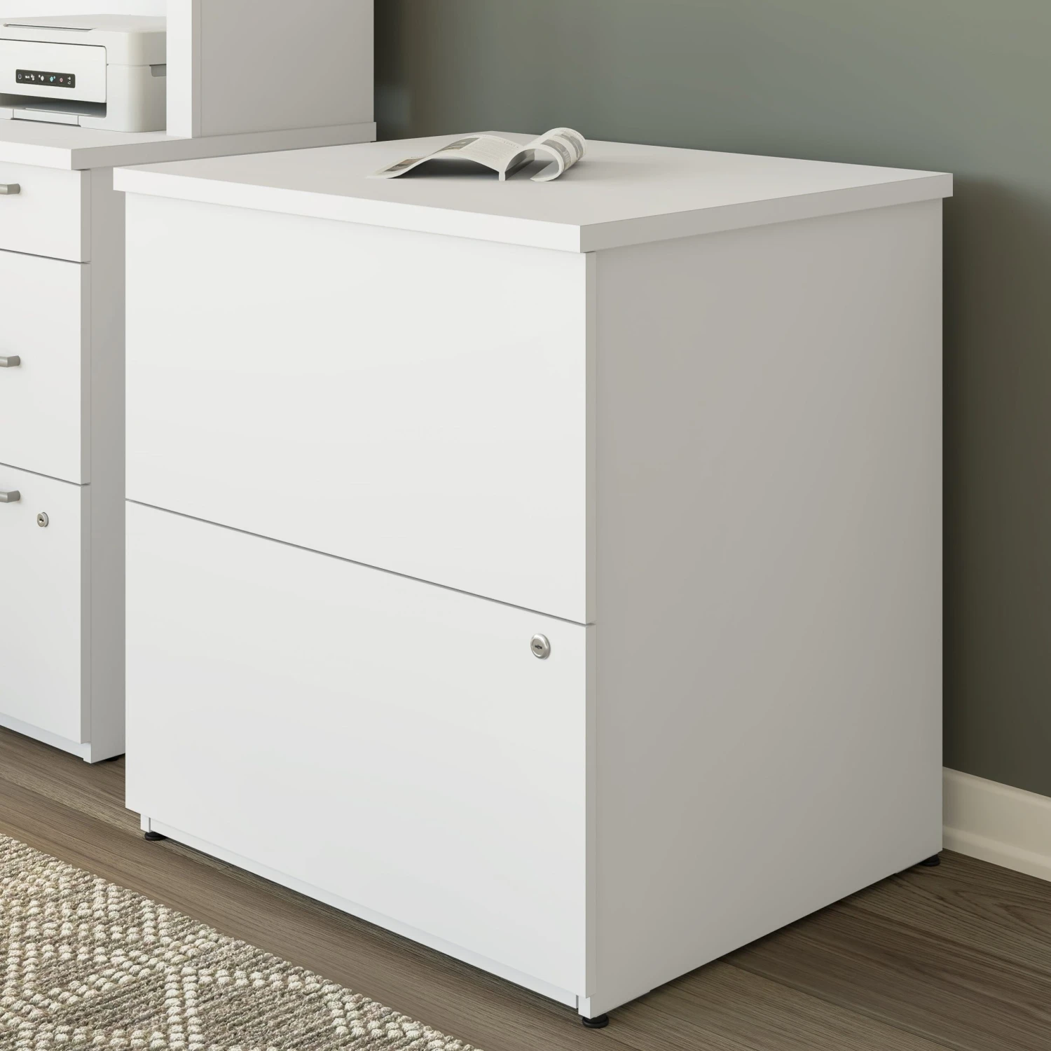 28" Lateral File With 2 Drawers In Sleek White 1 28" Lateral File With 2 Drawers In Sleek White