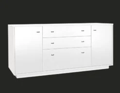 Modern 66" Storage Credenza In High-Gloss White Lacquer
