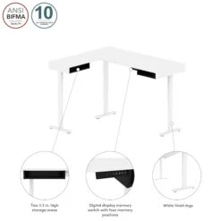 71" White And Black Adjustable Standing L-Shaped Desk -Home Decor Shop beU51JP45iIb1DXku6QtO2527Dk9sz4B