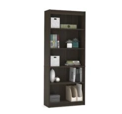 Premium 72" Five Shelf Bookcase In Dark Chocolate From Bestar