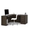 Modern L-shaped Desk In Dark Chocolate Finish