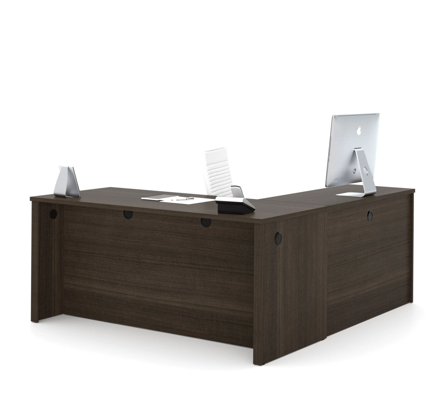 Modern L-shaped Desk In Dark Chocolate Finish 2 Modern L-shaped Desk In Dark Chocolate Finish - Image 2
