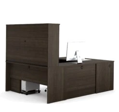 Dark Chocolate Premium U-shaped Desk With Hutch -Home Decor Shop bestar embassy 60857 79 dark chocolate 2