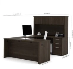 Dark Chocolate Premium U-shaped Desk With Hutch -Home Decor Shop bestar embassy 60857 79 dark chocolate dim