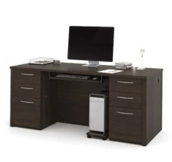 71" Double Pedestal Executive Desk In Dark Chocolate