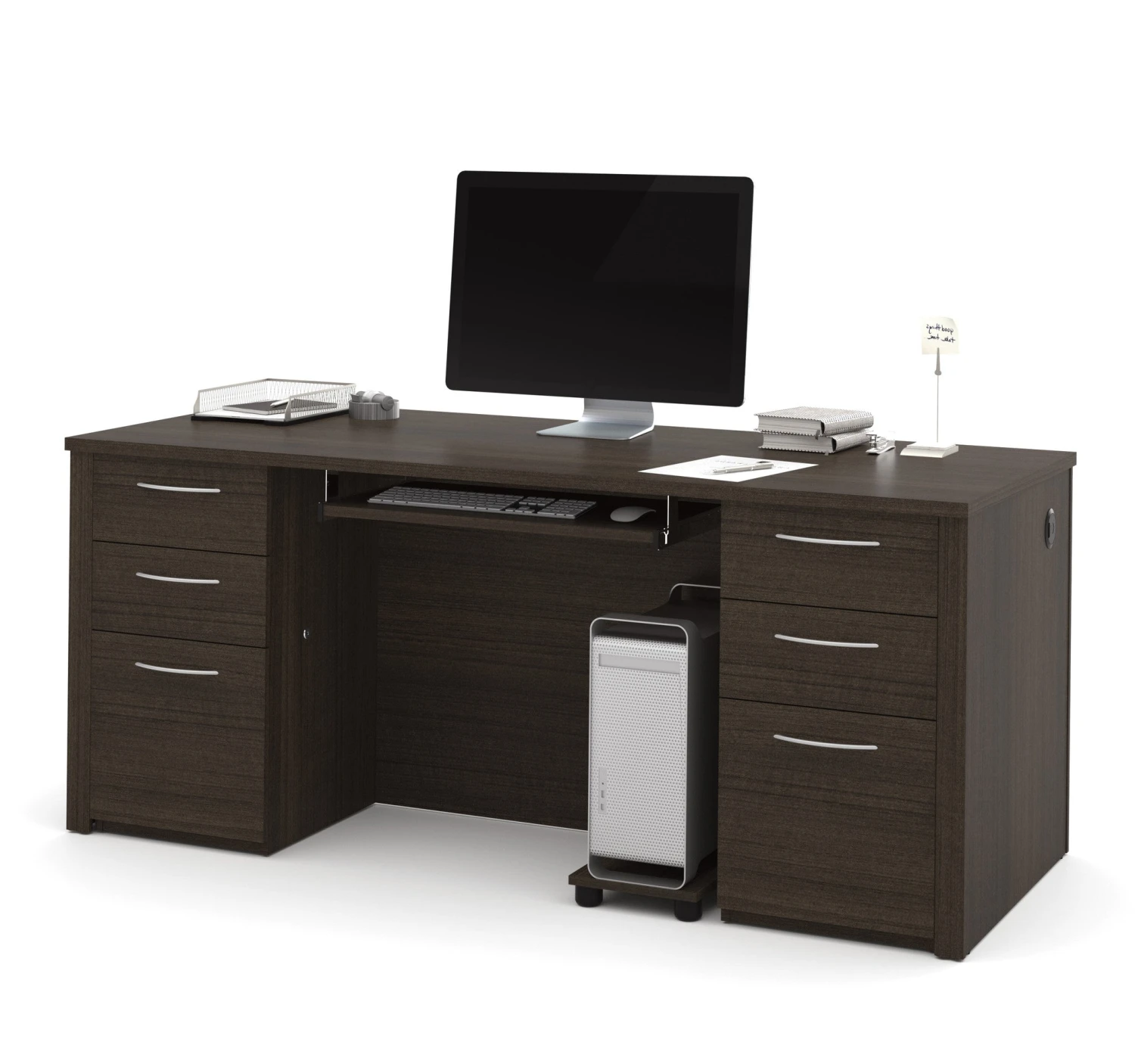 71" Double Pedestal Executive Desk In Dark Chocolate 1 71" Double Pedestal Executive Desk In Dark Chocolate