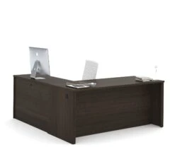 Modern 71" X 76" L-shaped Desk In Dark Chocolate Finish -Home Decor Shop bestar embassy 60892 79 dark chocolate 2