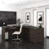 Modern 71" X 76" L-shaped Desk In Dark Chocolate Finish