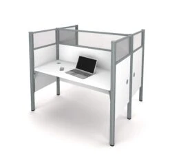Pro-Biz Face-to-Face Desk With 55" Privacy Panel In White
