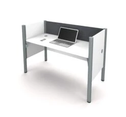 Pro-Biz 62" White Desk With Privacy Panel & Gray Tack Board