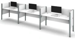 Premium Three-Desk Workstation In White