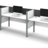 White Pro-Biz Triple Workstation With Gray Tack Board
