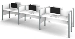Premium Pro-Biz Six-Desk Workstation In White