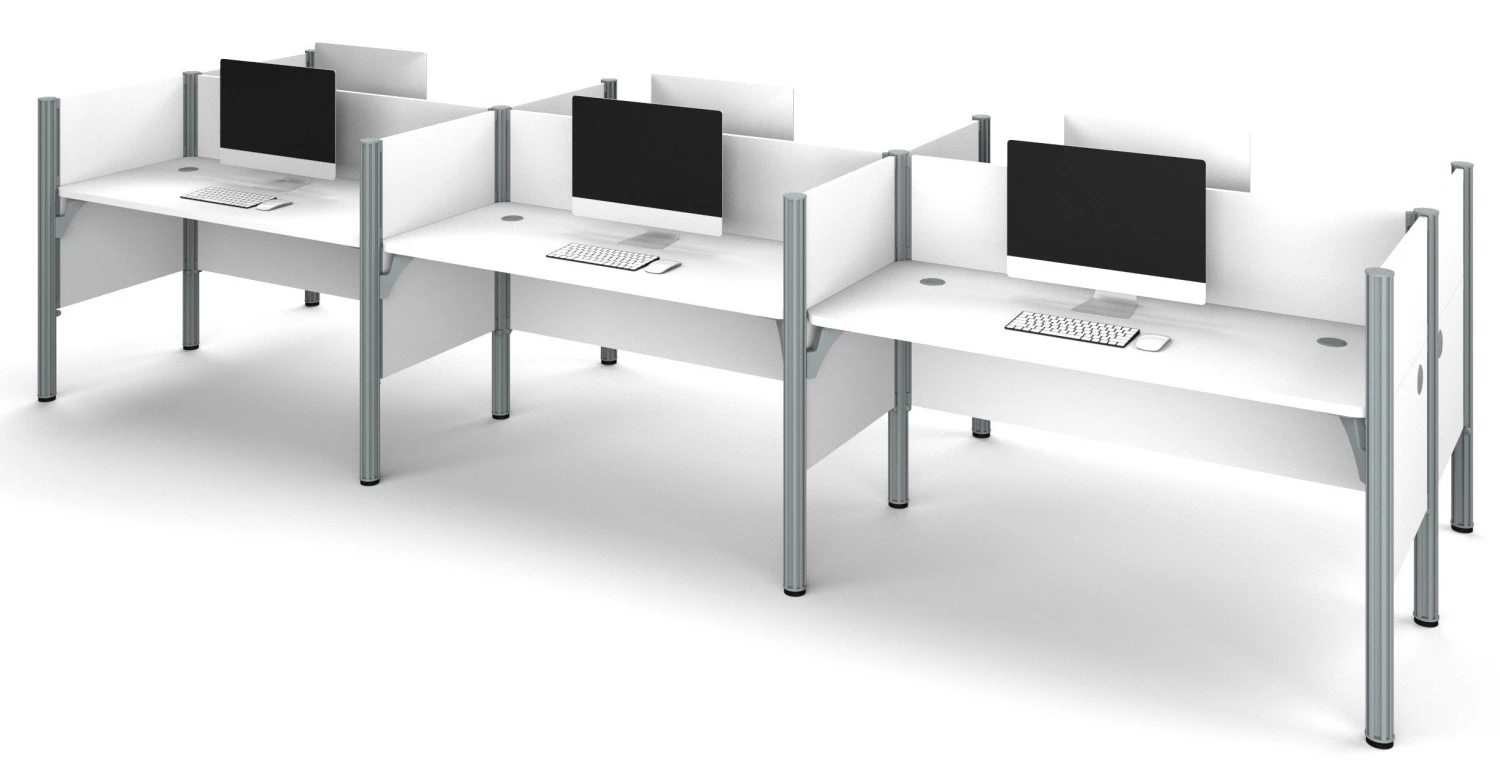 Premium Pro-Biz Six-Desk Workstation In White 1 Premium Pro-Biz Six-Desk Workstation In White