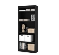 71" Executive U-Shaped Desk With File Drawers And Hutch In Antigua And Black -Home Decor Shop bookcaseblack baafb014 070e 4e56 a992 75f823777951