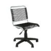 Modern Armless Office Chair With Chrome Frame & Bungee Supports