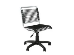 Modern Armless Office Chair With Chrome Frame & Bungee Supports