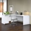 White 72" L-Shaped Desk With 42" Return And Mobile Pedestal
