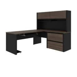 71" X 83" L-shaped Desk With Hutch & Oversized File Cabinet In Antigua & Black -Home Decor Shop cV7f1de1018Do1l31QyZ43tj83yApZRE