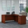 60" L-Shaped Desk With Mobile Pedestal In Mahogany
