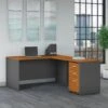 Natural Cherry & Graphite L-Shaped Desk With Mobile File