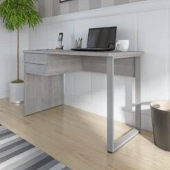 47" Refined Office Desk In Platinum Gray With U-Shaped Metal Leg