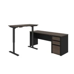 Antigua & Black 71" Single Pedestal Desk With Height Adjustable Side -Home Decor Shop dFVAW3rr758YPOt6Pjr3MuC1Zhj796K7