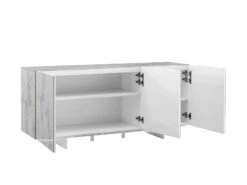 59" White Marbled Glass Credenza -Home Decor Shop dKaWAuCI