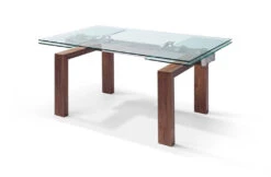Modern Glass Conference Table With Walnut Legs (Extends From 63" W To 98" W) -Home Decor Shop davy2