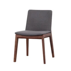 Walnut Guest Or Conference Chairs With Gray Padded Seat (Set Of 2)