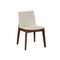 Walnut Guest Or Conference Chairs With White Padded Seat (Set Of 2)