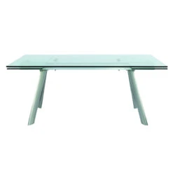 71" - 102" Premium Glass Conference Table With Brushed Stainless Legs -Home Decor Shop delano