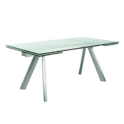 71" - 102" Premium Glass Conference Table With Brushed Stainless Legs -Home Decor Shop delano2